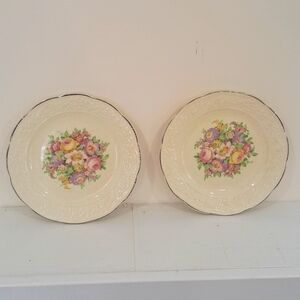 Vintage Edward Knowles Floral Saucers, Set Of Two.